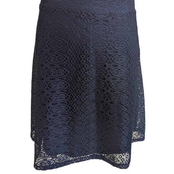 Zara Basic Navy Blue Crochet Lace A-Line Circle Skirt - Picture 2 of 4